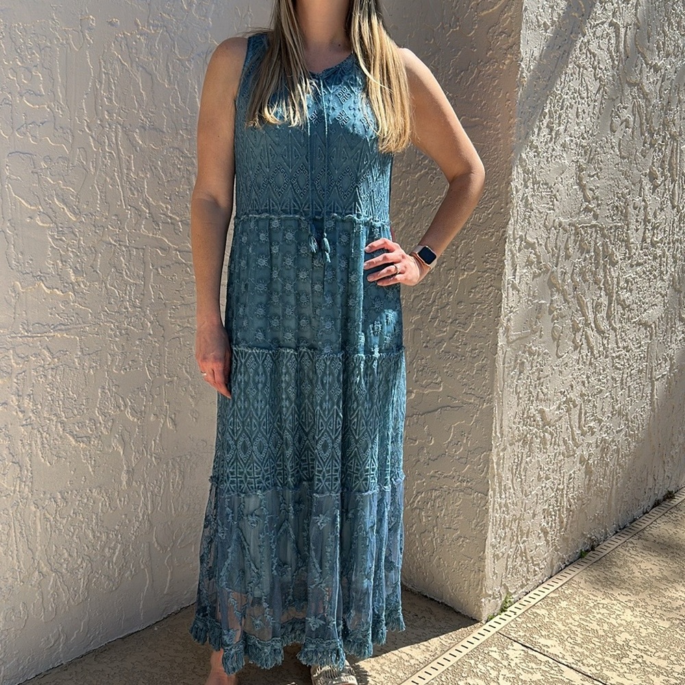 Vasna tiered lace maxi dress